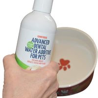 Dog Advanced Dental Water Additive Removes Tartar and Plaque and Reduces Periodontal Disease for Your Dog or Cat. The Most Advanced Dental Water Additive for Healthy Teeth, and Gums