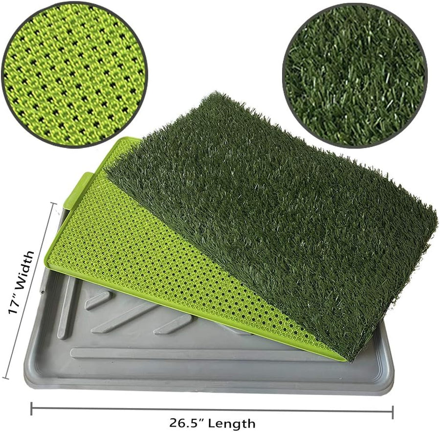 Dog Potty with Artificial Grass-Reusable 3-Layer Synthetic Training Tray That Acts Like a Dog Litterbox-Fake Grass That Dogs Prefer Over Dog Pee Pads or Puppy Pad