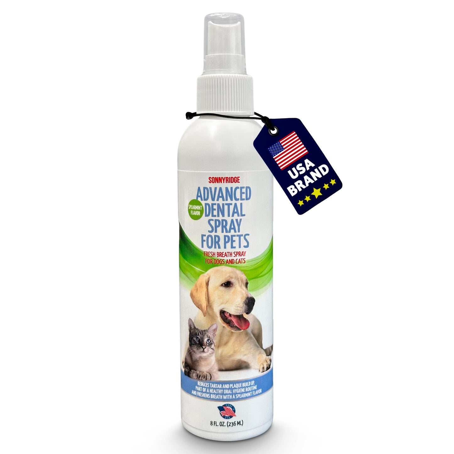 Dog Dental Spray Removes Tartar, Plaque and Freshens Breath Instantly. The Most Advanced Dental Spray for Healthy Teeth, Gums and Oral Health Care for Your Dog, Cat or Pet - 1-8 oz. bottle